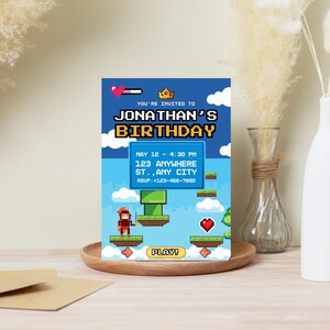 Video Game Birthday Invitation Template, Video Game Invitation, Kid Invite, Boy Game Party, Boy Gamer Invitation, Editable Canva
