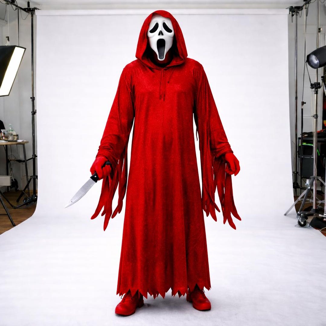 Scream Ghostface Glitter Robe, Hooded Sparkle Robe, Horror Cloak for ...