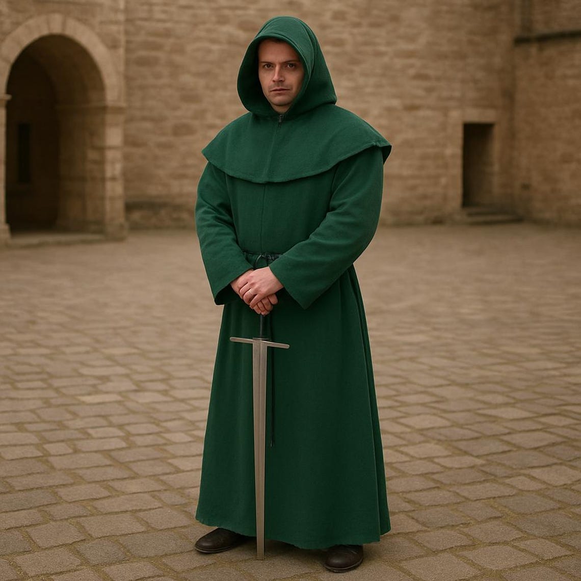 Cotton Medieval Monk Robe With Hood, Renaissance Friar Costume - Etsy