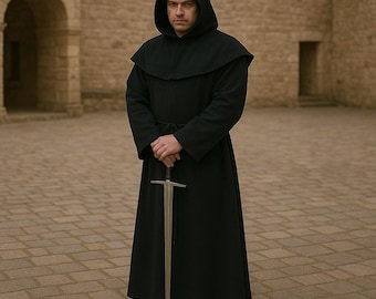 Túnica de monje medieval de algodón con capucha, traje de fraile renacentista