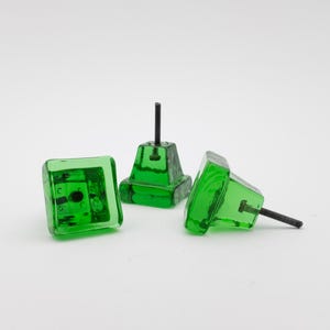 Vintage 1970s Green Glass Door Knobs – Handmade in Sweden by Engberg Urshult - Poignées en verre vintage – Pomelli in vetro anni ‘70