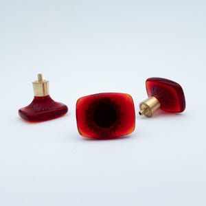 OVERSIZED Vintage Glass Knob with Brass Base | Rare Oversized Cabinet Pull | Mid-Century Scandinavian Classic Hardware