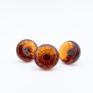 Vintage 60s-70s Swedish Glass Cabinet Knobs | Orange/Amber Pulls for Dresser, Wardrobe, Vanity, Cupboard Retro Handmade