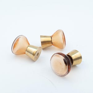 Vintage Verrina Peach Hollow Glass Knob | Swedish MINI Cabinet Knob | Scandinavian Brass Hardware | 1960s 1970s