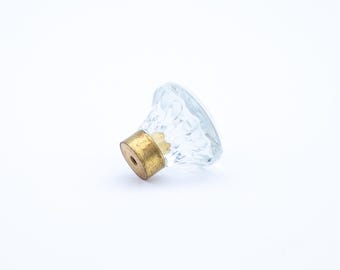 Vintage Scandinavian Glass Small Cabinet Knob 60s | Maniglia Mobile Retrò Vetro Ottone | Poignée Suédoise Années 60 | HAFA Sweden
