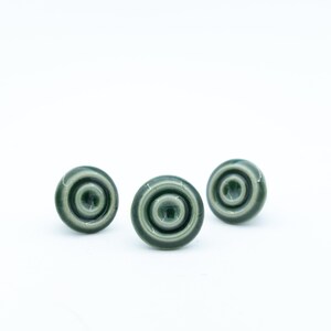 Vintage Swedish Höganäs Ceramics MINI Cabinet Knobs – 1960s–70s | Green Two-toned Ceramics Handles | Mid-Century Modern Hardware