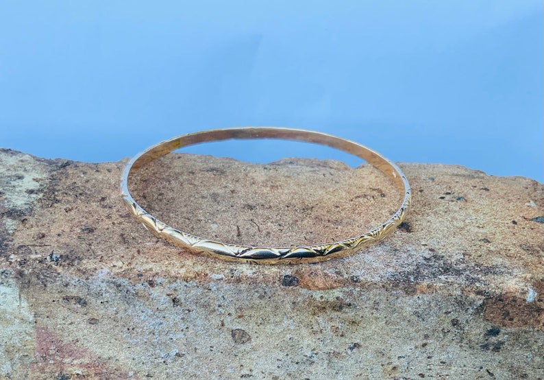 Petit Wide 14K Solid Gold Sweetheart Bangle Chisseko Special African Chic image 1