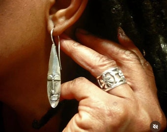 Lisa's AfricanMask Earrings Sterling Silver 925 Tribal chic