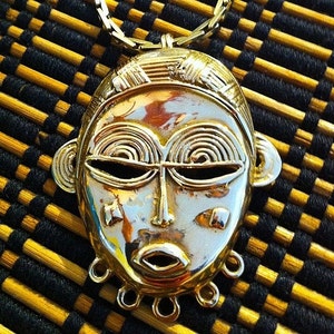 Africa&#39;s Glory,  Mask pendant no.3 in 14K SOLID GOLD.