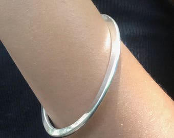 Saturn's Ring Plain Radially Flattened  Bangle Simple Fulani Design Sterling