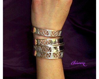 Heart Power!  Four bangle combo African sophisticate sterling silver