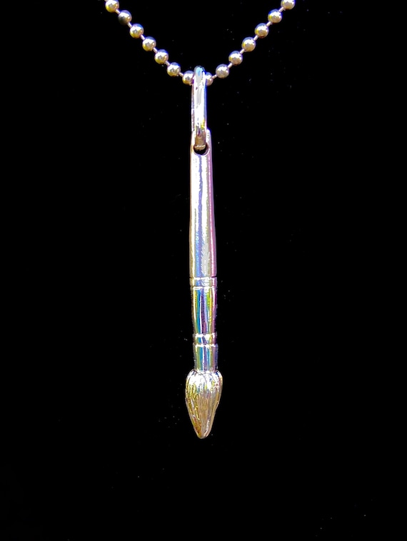Reserved for Donna Sterling Silver Artist Paint Brush Pendant Paint Brush  Jewelry Realistic Handcrafted Jewelry