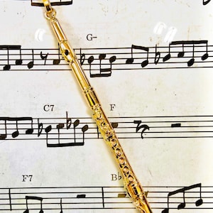 14K Solid Gold Realistic Flute Pendant New  Flute Chisseko Special
