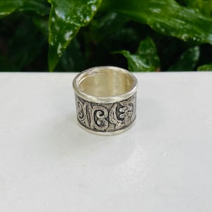 Heavy Adinkra Band Weddings Friending Antique Finish Etching