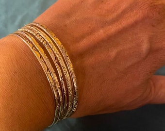 SALE! Super Bundle (5 Stack) 14K Solid Gold Wide African Sweetheart Bangles Chisseko Special1