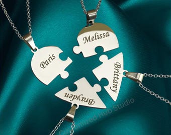 Aangepaste hartpuzzelnaamketting: roestvrijstalen liefdeshanger