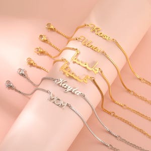Pulsera con nombre personalizada, pulsera personalizada para mujer, regalo personalizado para mamá, regalo para mujer, regalo para esposa, regalo personalizado para dama de honor, pulsera con nombre personalizado