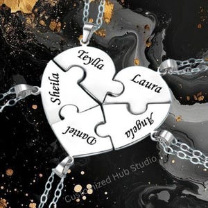 Heart Puzzle Name Necklace, Custom Heart Necklace, Pendant Necklace, Name Necklace, Heart Pendant, Love Pendants Gift, Gift For Him/Her.
