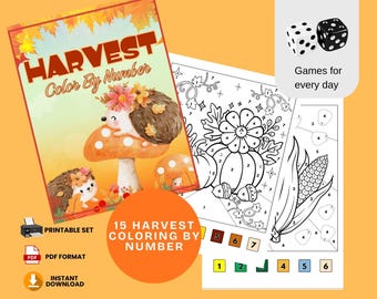 Cosecha - Acción de Gracias: Dibujos para colorear por números para niños (Descarga imprimible)