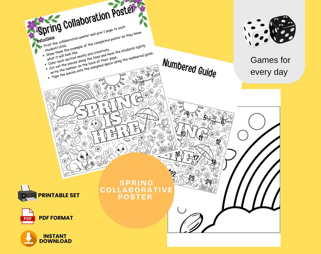 Spring Collaboration Poster: Coloring With Kids (PDF Printable Download ...