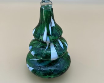 Beautiful hand blown art Green glass Christmas tree Holiday Gift