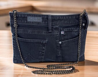 NEW AG Upcycled Denim Jean Clutch with Removable Chain Strap – cheetah
