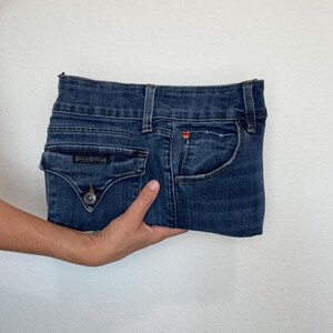 NEW HUDSON Upcycled Denim Jean Clutch with Removable Chain Strap – plum floral image 9