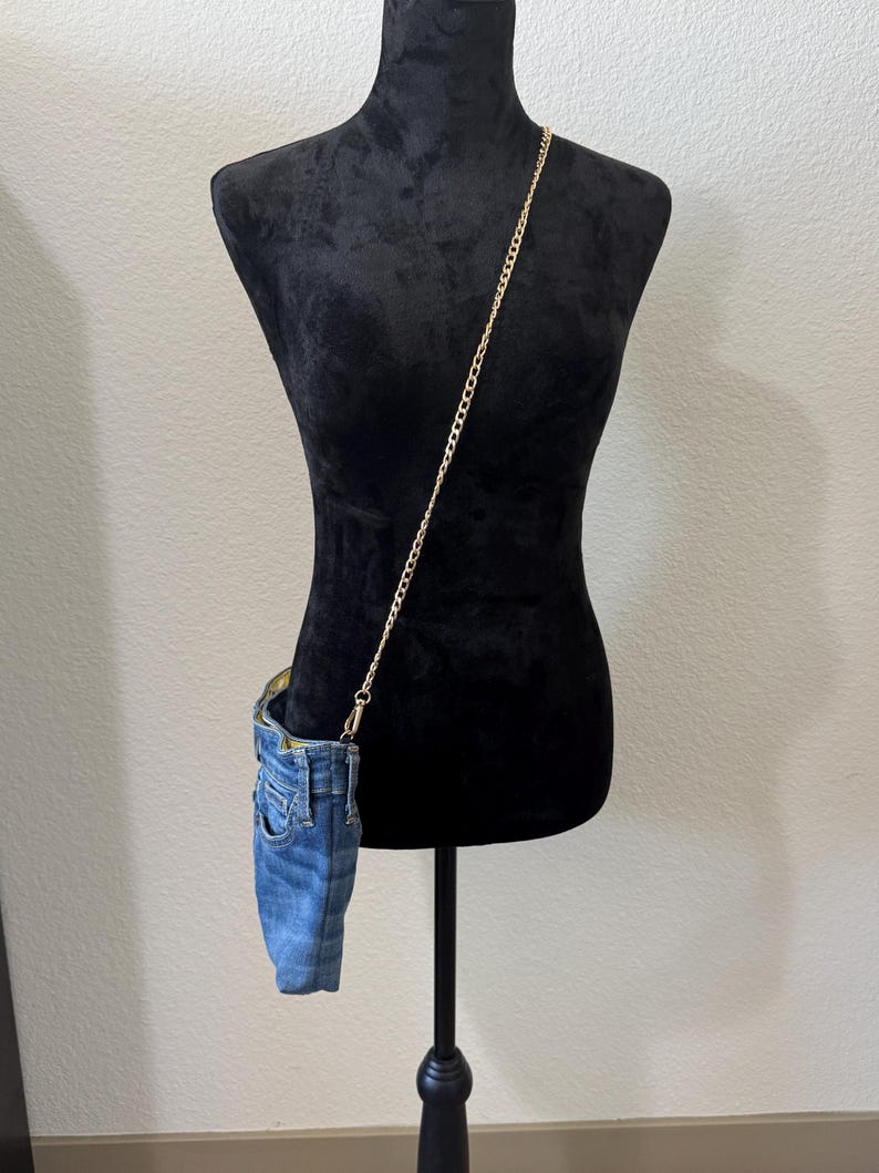 NEW Joe's Upcycled Denim Jean Clutch with Removable Chain Strap – lemon slice image 6
