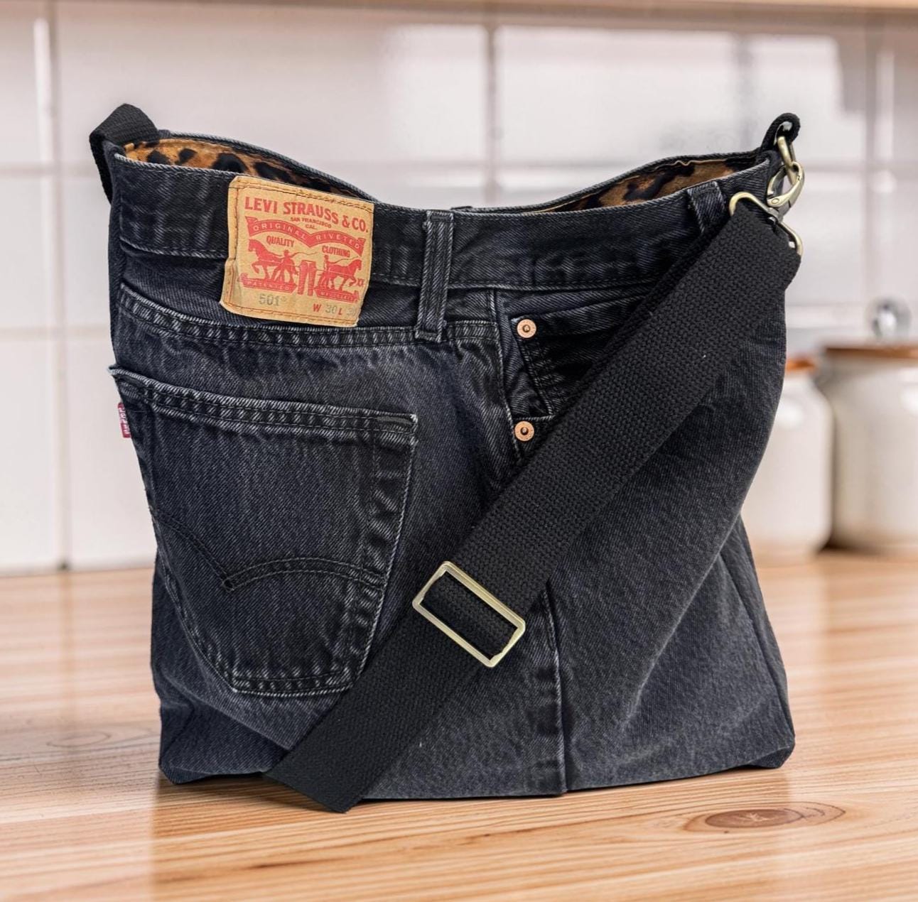 Black Denim Handbag - Etsy