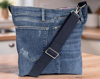 FRAME Upcycled Premium Denim Jean Crossbody Bag - watercolor floral