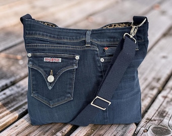 HUDSON Upcycled Premium Jean Crossbody Bag - cheetah