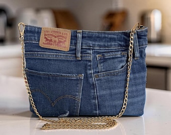 Levi's Upcycled Denim Clutch with Removable Chain Strap – ditsy rose