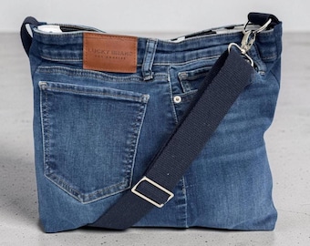Lucky Brand Upcycled Denim Jean Crossbody Bag - cow print