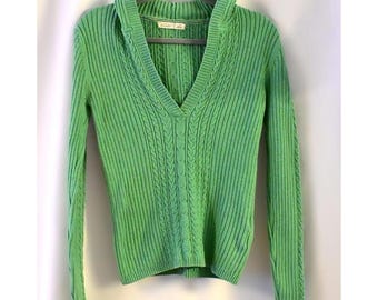 2007 Old Navy Cable-knit V-neck Hooded Sweater - Medium