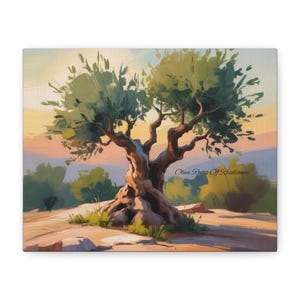 Olive Roots of Resiliance, Olive Tree Wall Art , Palestine Oil Painting, Middle Eastern Landscape, Ancient Tree Artwork, Rustic Home Deco