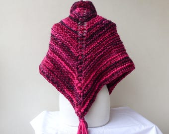 Pink Hand knitted Shawl Triangle Outlander Inspired Pink Wrap