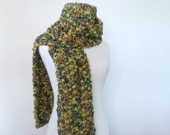 Green Scarf Hand Knitted Womens Winter Chunky Knit