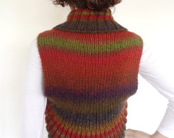 SALE Half Price  Hand Knit Vest, Red knit vest