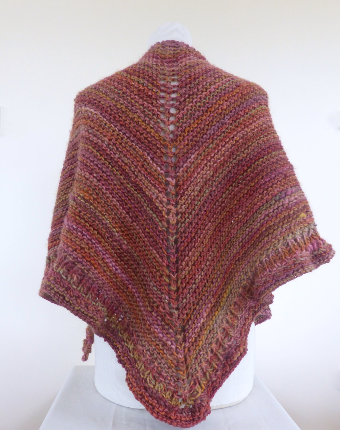 Chunky Knit Shawl Earthy Hand Knitted Wrap Triangle Shawl - Etsy