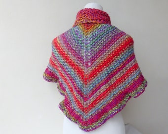 Pink Hand Knitted shawl Multi Colour Wrap Pink Shawl Triangle