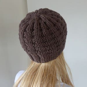 Mens Brown wool Beanie in Merino yarn image 5