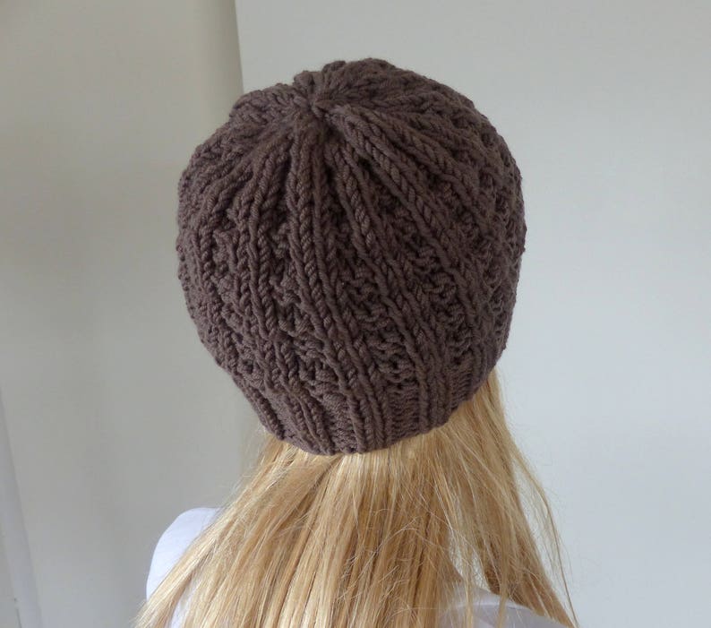 Mens Brown wool Beanie in Merino yarn image 5