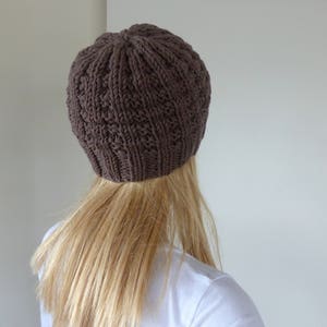 Mens Brown wool Beanie in Merino yarn image 4