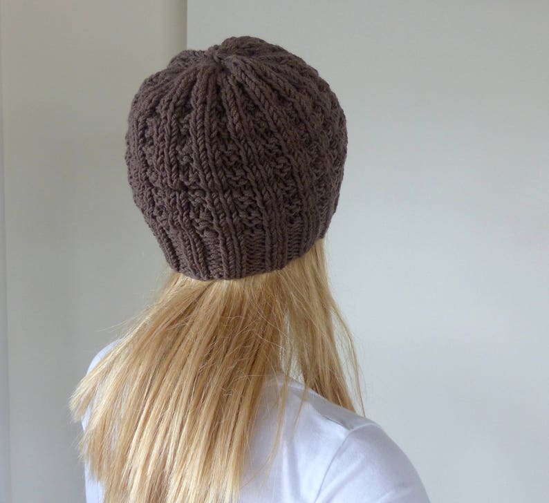 Mens Brown wool Beanie in Merino yarn image 4