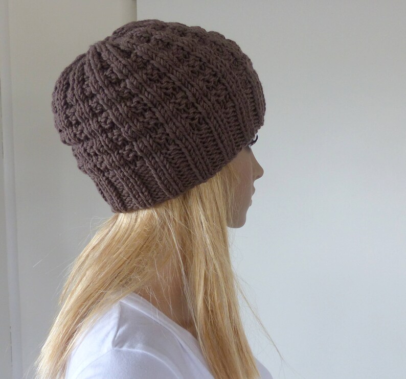 Mens Brown wool Beanie in Merino yarn image 6