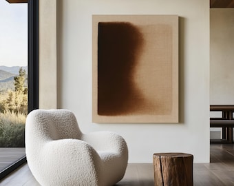 Japandi Wall Art: Earth Tone Minimalist Abstract Artwork, Organic Modern Artwork - Earthen Shadow