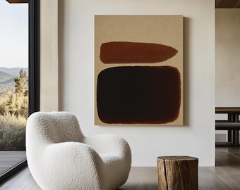 Japandi Wall Art: Earthy Minimalist Abstract Artwork, Organic Modern Wabi Sabi Decor - Rooted Plain