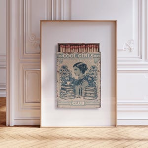 Cool Girls Club Matchbox Wall Art,Matchbox Print,Sage Green Wall Art,Vintage Wall Art,Trendy Wall Art,Apartment Decor,Printable Wall Art
