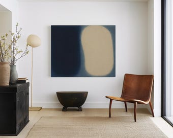 Japandi Wall Art: Blue Minimalist Abstract Art, Modern Living Room Downloadable Art Print