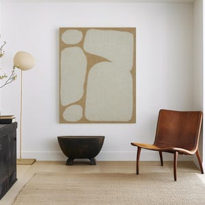 Japandi Wall Art: Neutral Minimalist Abstract Artwork, Organic Modern Wabi Sabi Decor - Traced Plain